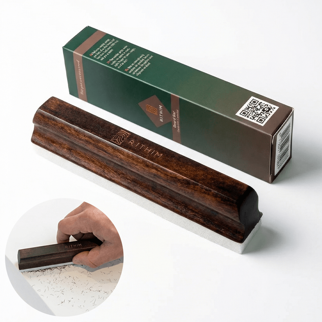 Beard Bar : Épilateur à barbe en bois de cerisier et micro éponge
