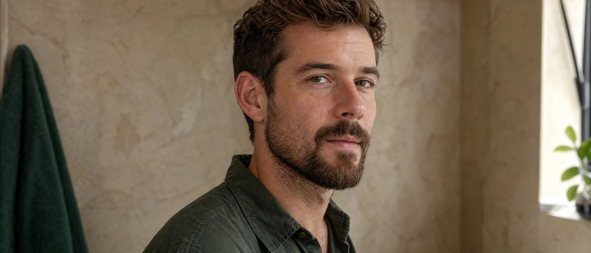 Man with lighter beard growth on the cheeks and a fuller chin